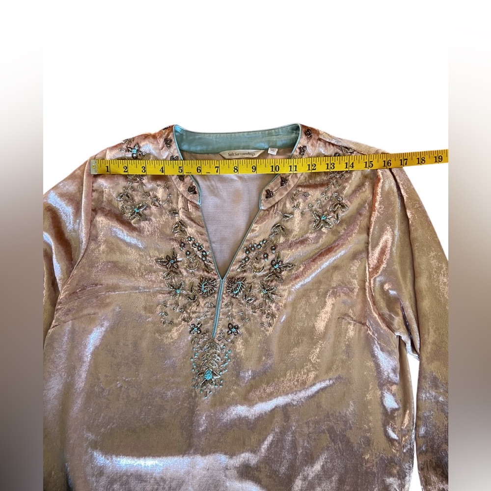 Soft Surroundings Crushed Velvet Moroccan Boho Beaded Embellished Tunic Blouse - Picture 16 of 16